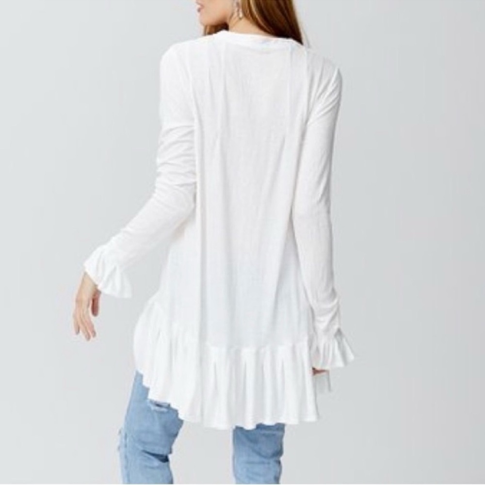 Free People Your Girl White Flounce Hem Textured Tunic Top Size S Mini Dress - Picture 5 of 16